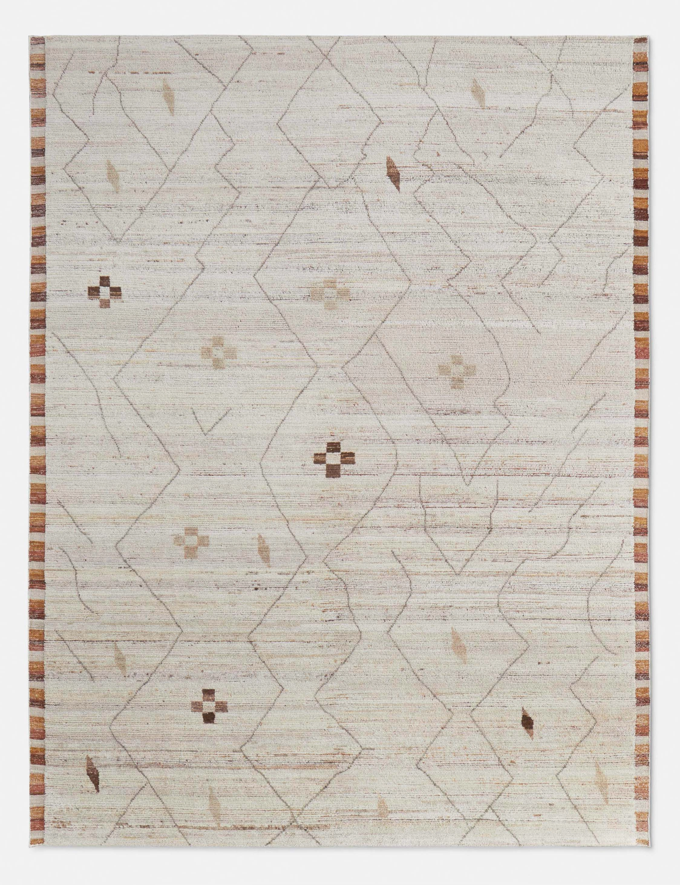 Anina Moroccan-Style Hand-Knotted Wool Rugmodern color block patchwork rug