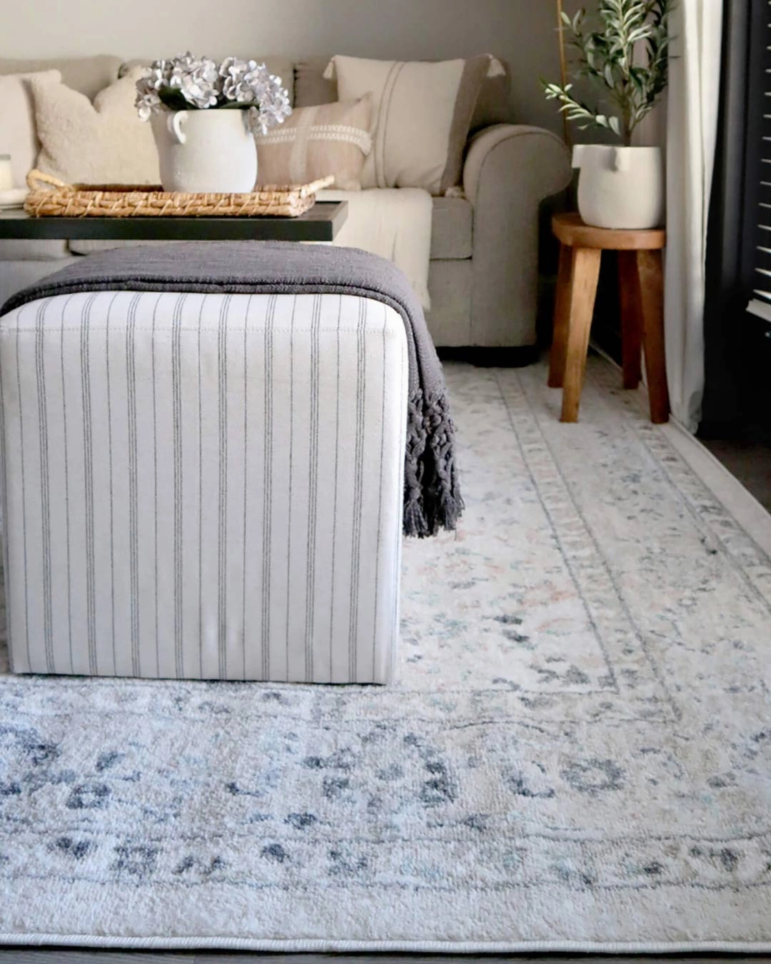 Anine Cream And Grey Multi-Colour Traditional Floral Rug