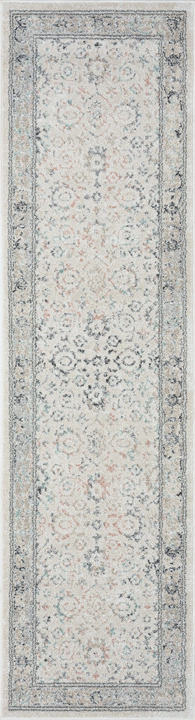 Anine Cream And Grey Multi-Colour Traditional Floral Runner Rugmodern color block patchwork rug