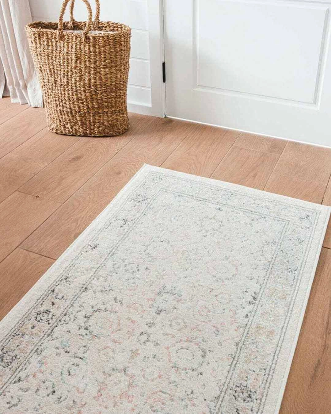 Anine Cream And Grey Multi-Colour Traditional Floral Runner Rug
