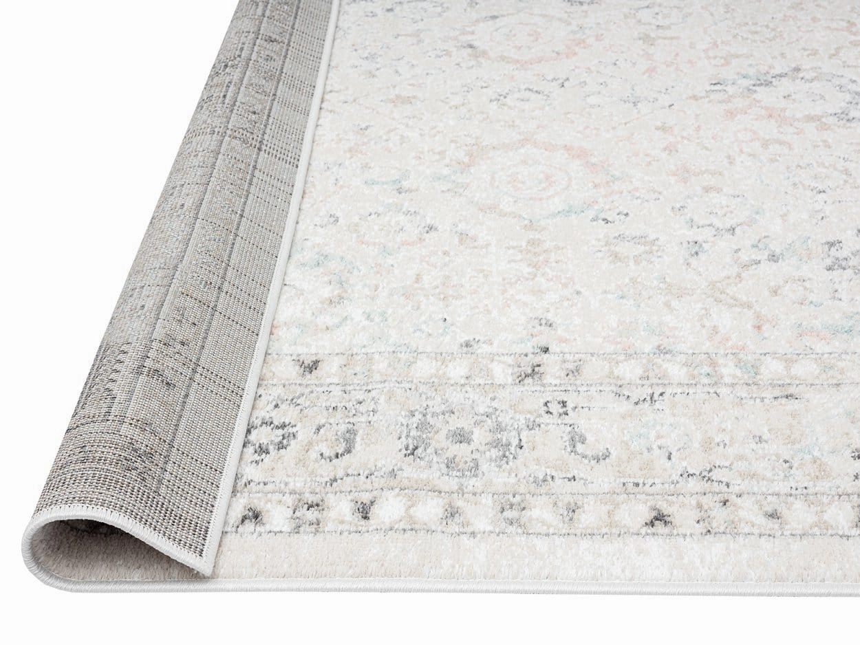 Anine Cream And Grey Multi-Colour Traditional Floral Runner Rug