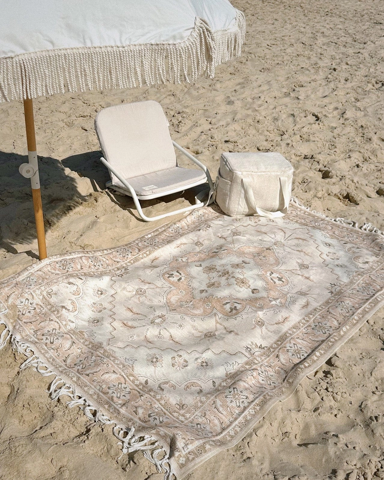 Anita Neutral Cream Boho Picnic Rug