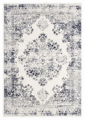 Ansa Navy Blue and Ivory Traditional Medallion Rug *NO RETURNS UNLESS FAULTYmodern color block patchwork rug