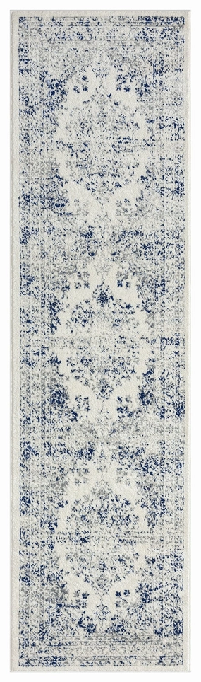 Ansa Navy Blue and Ivory Traditional Medallion Runner Rug *NO RETURNS UNLESS FAULTYmodern color block patchwork rug