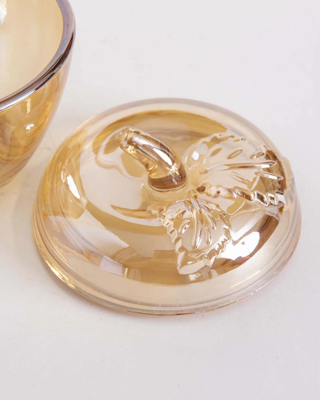 Apple Shaped Glass Candy Jar - Amber