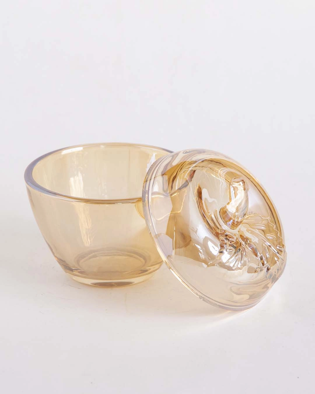 Apple Shaped Glass Candy Jar - Amber