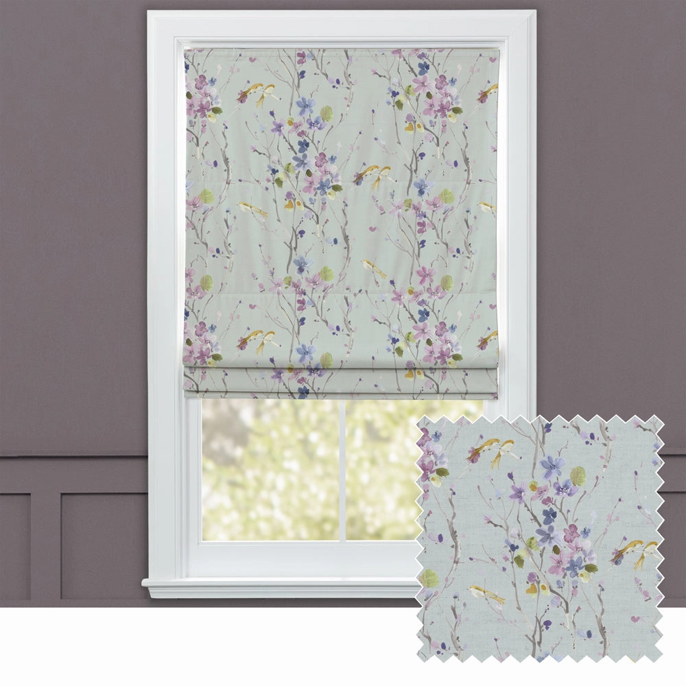 Armathwaite Printed Cotton Made to Measure Roman Blinds Violet/Duck Eggbedding sets ,throw blankets 
