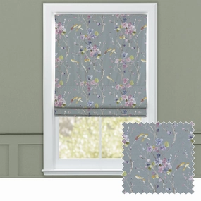 Armathwaite Printed Cotton Made to Measure Roman Blinds Violet/Slatebedding sets ,throw blankets 