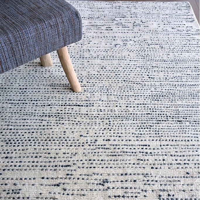 Aroica White and Blue Wool Rugmodern color block patchwork rug