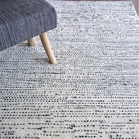 Aroica White and Blue Wool Rugmodern color block patchwork rug