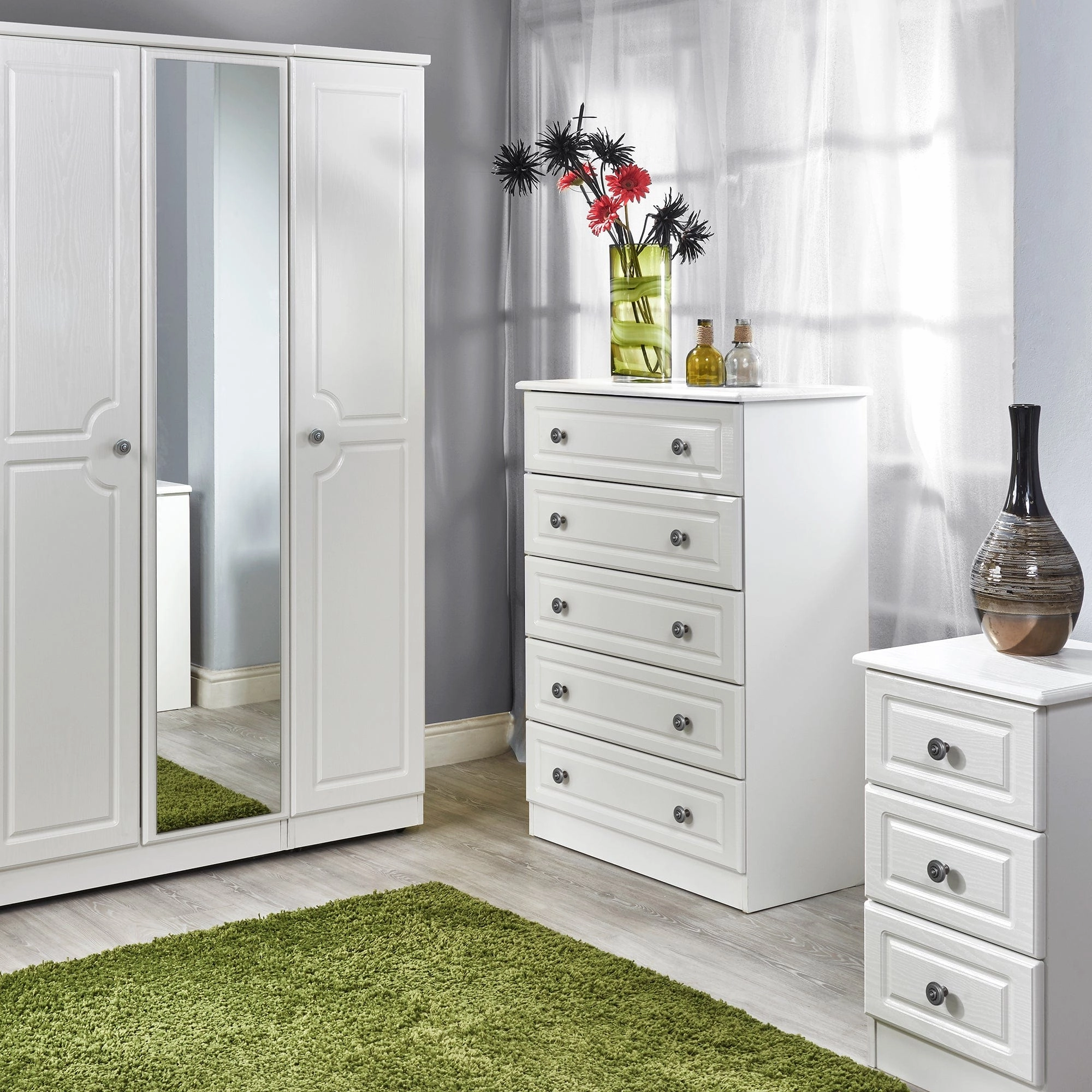Ashford - Large Mirror In White Wood Grain Effect