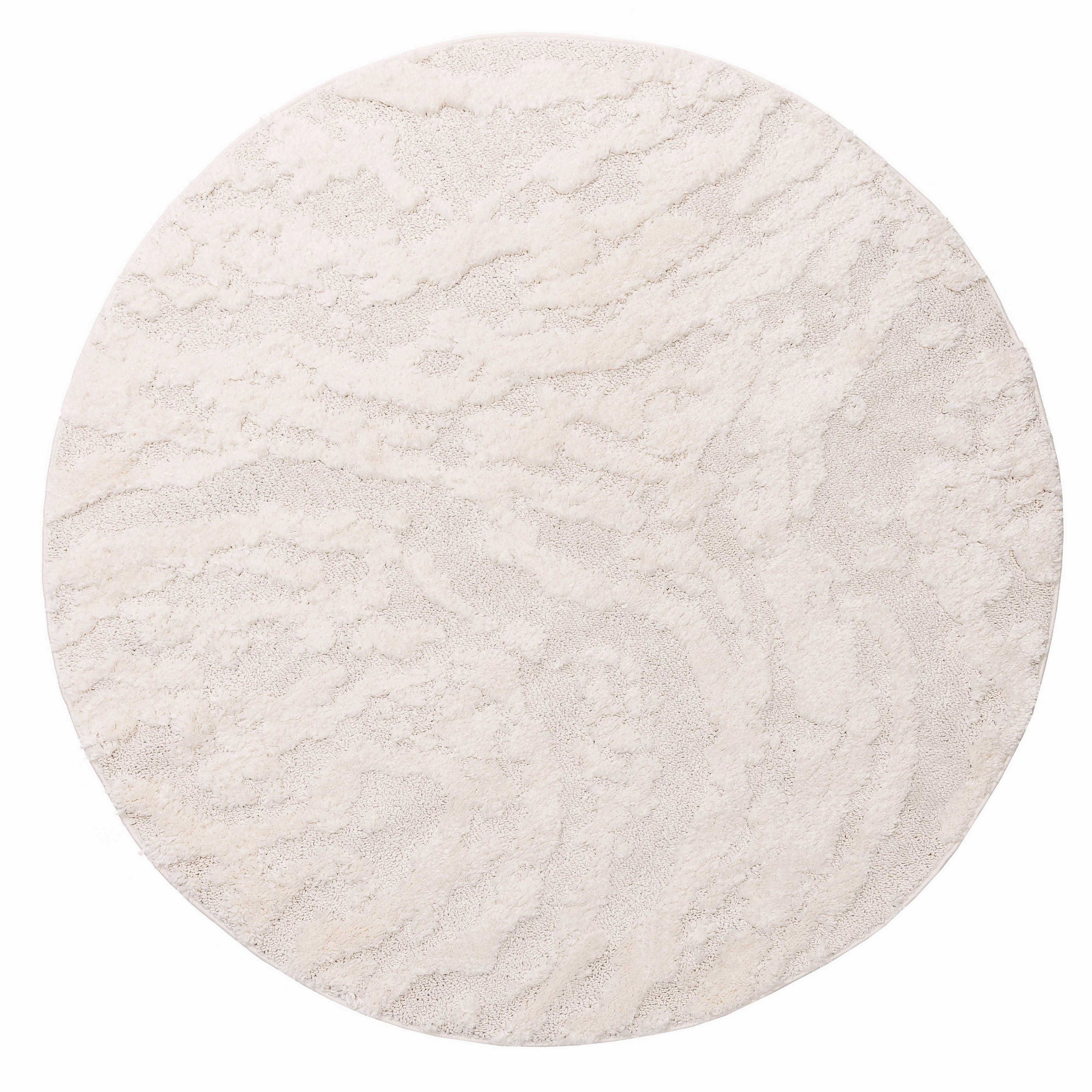 Aurora Ivory Cream Abstract Textured Round Rugmodern color block patchwork rug