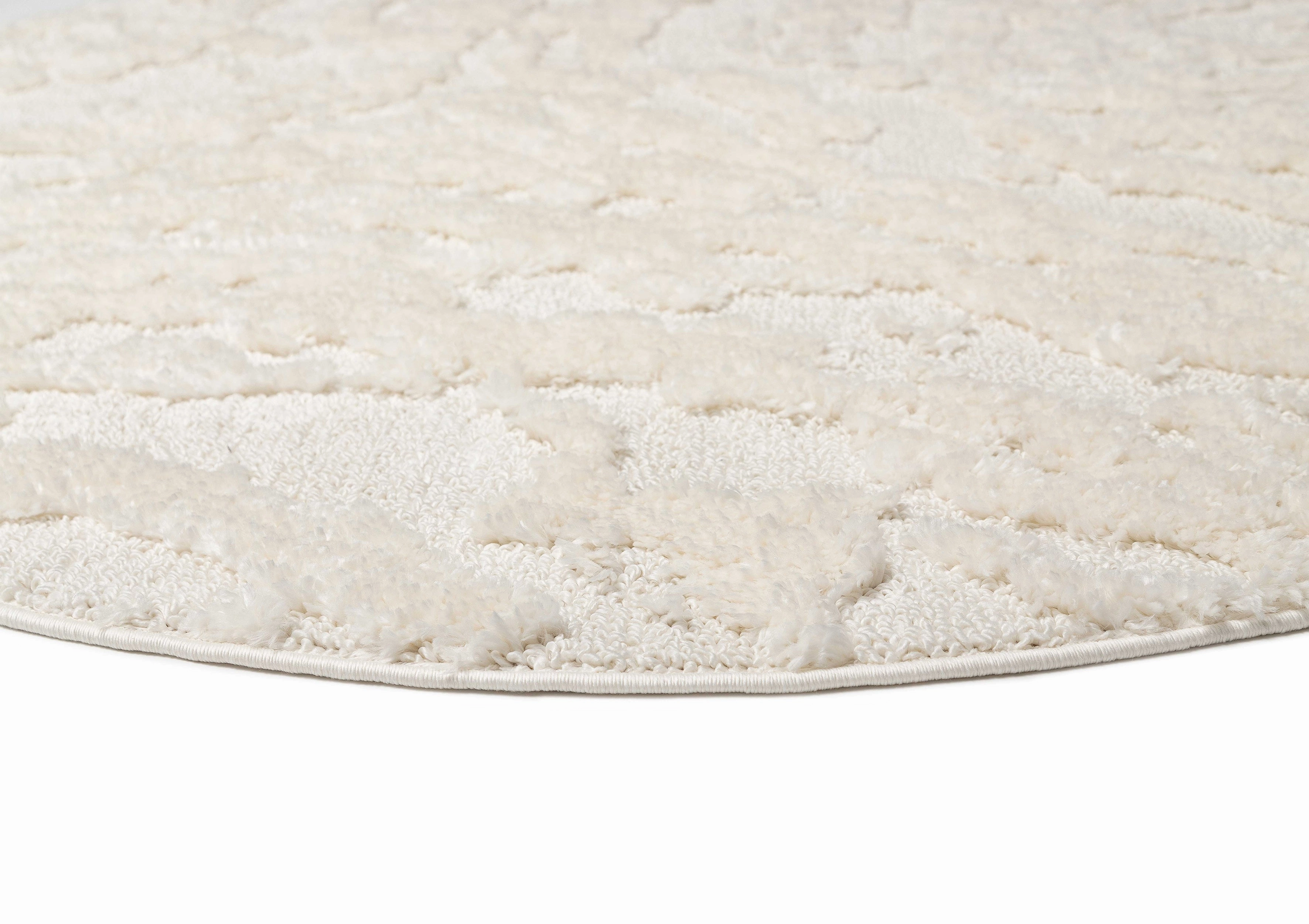 Aurora Ivory Cream Abstract Textured Round Rug