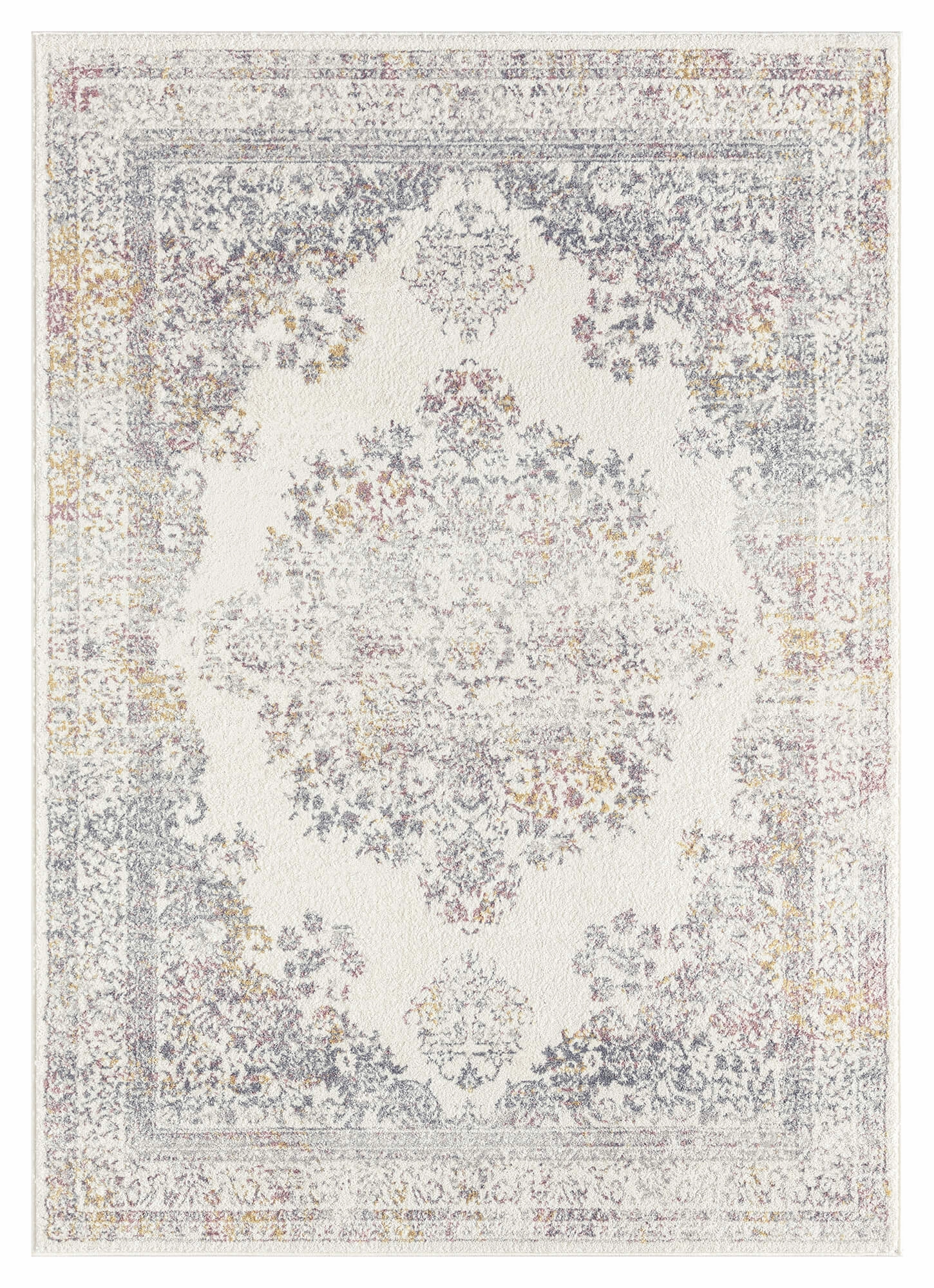 Aysha Pink Yellow and Grey Traditional Medallion Rugmodern color block patchwork rug