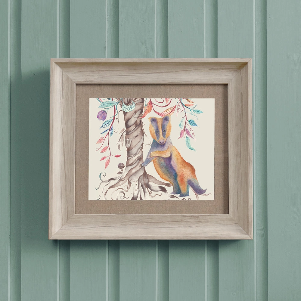 Badger Framed Print Birch/Badgerhome decor ,wall decor 