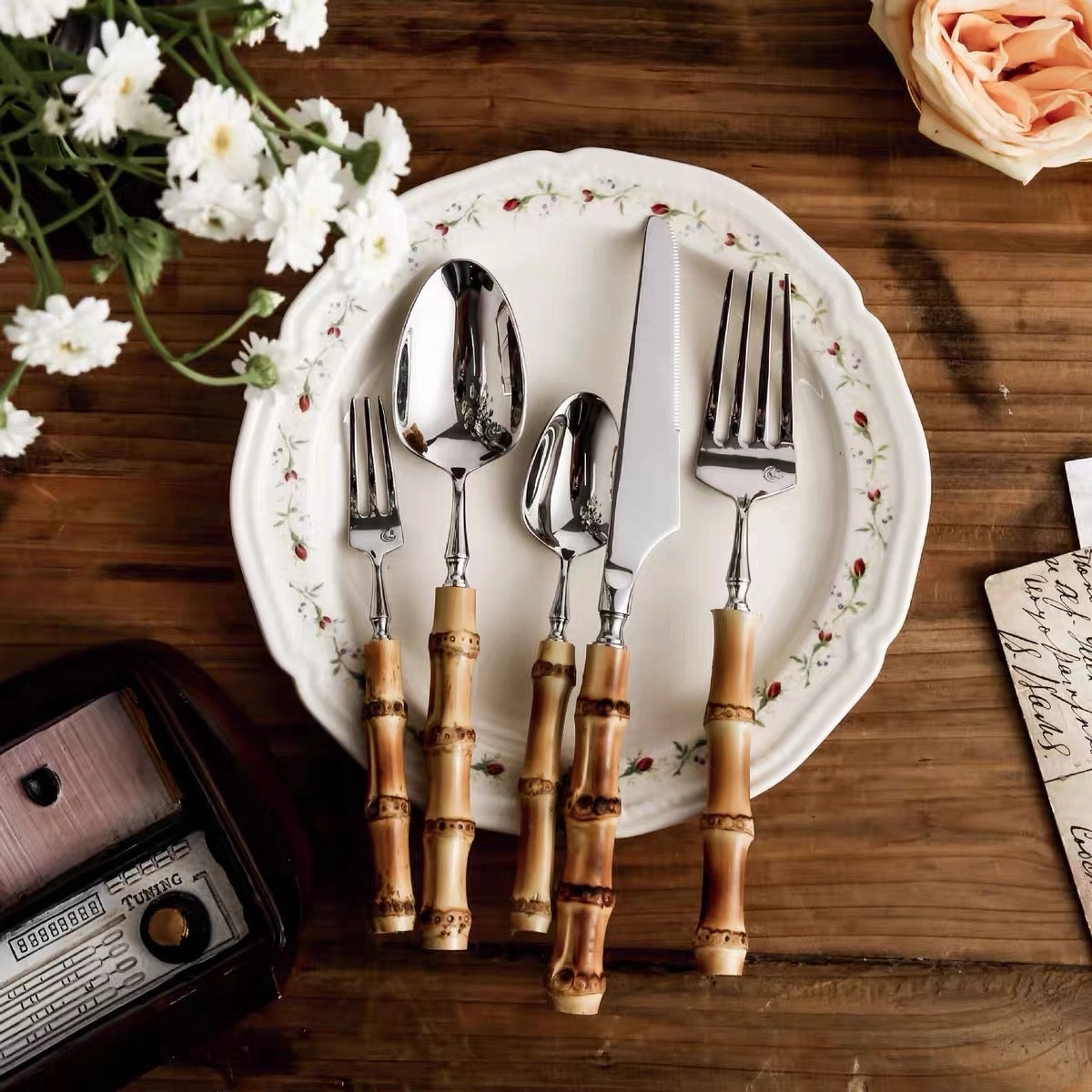 Bamboo Handle Stainless Steel Cutlery Set