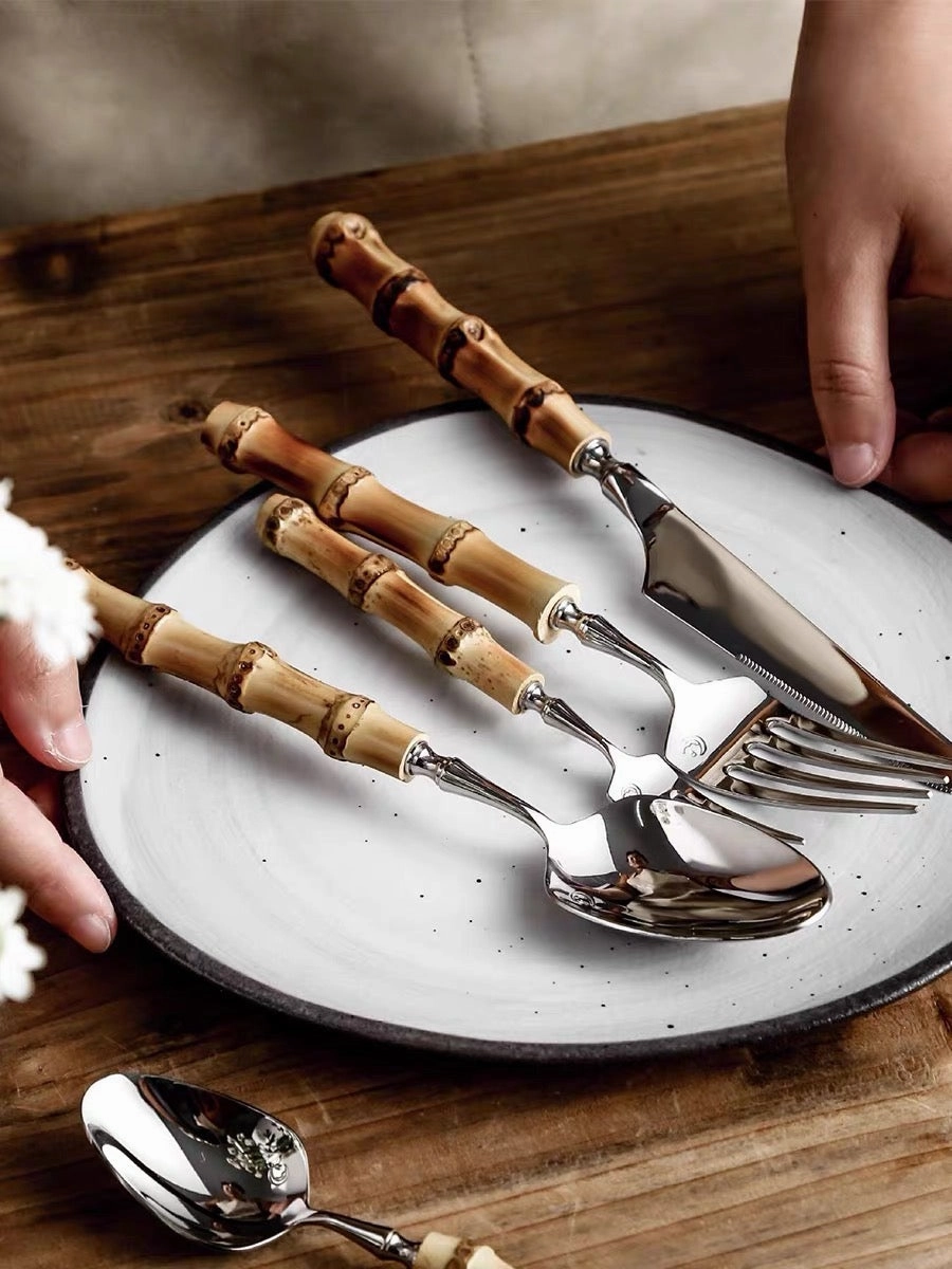 Bamboo Handle Stainless Steel Cutlery Set