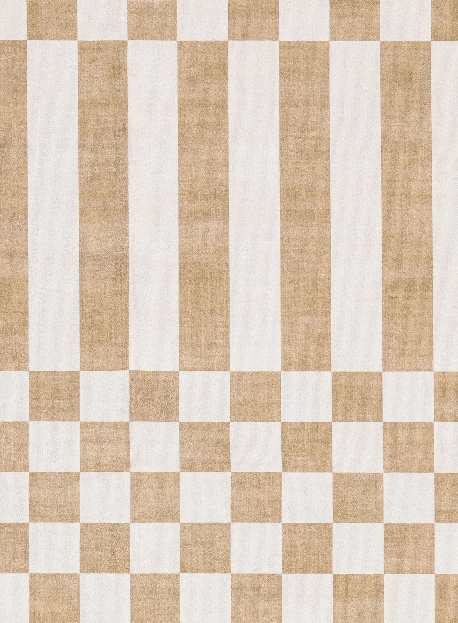 Batini Brown and White Checkered and Striped Rug