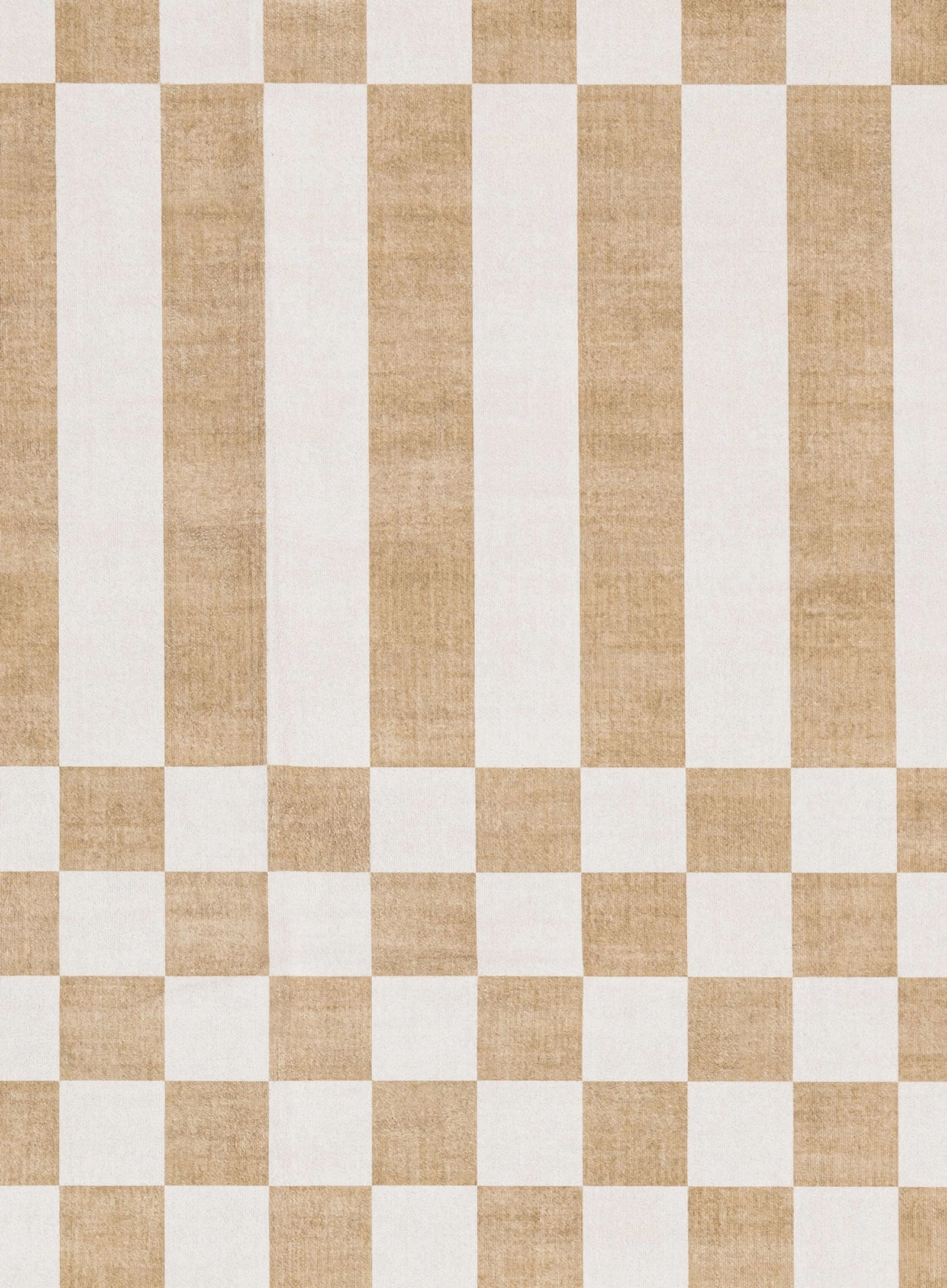 Batini Brown and White Checkered and Striped Rug