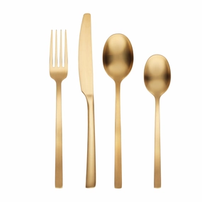 Beacon Gold Satin 16 Piece Flatware Seteco-friendly bamboo fiber tableware set 