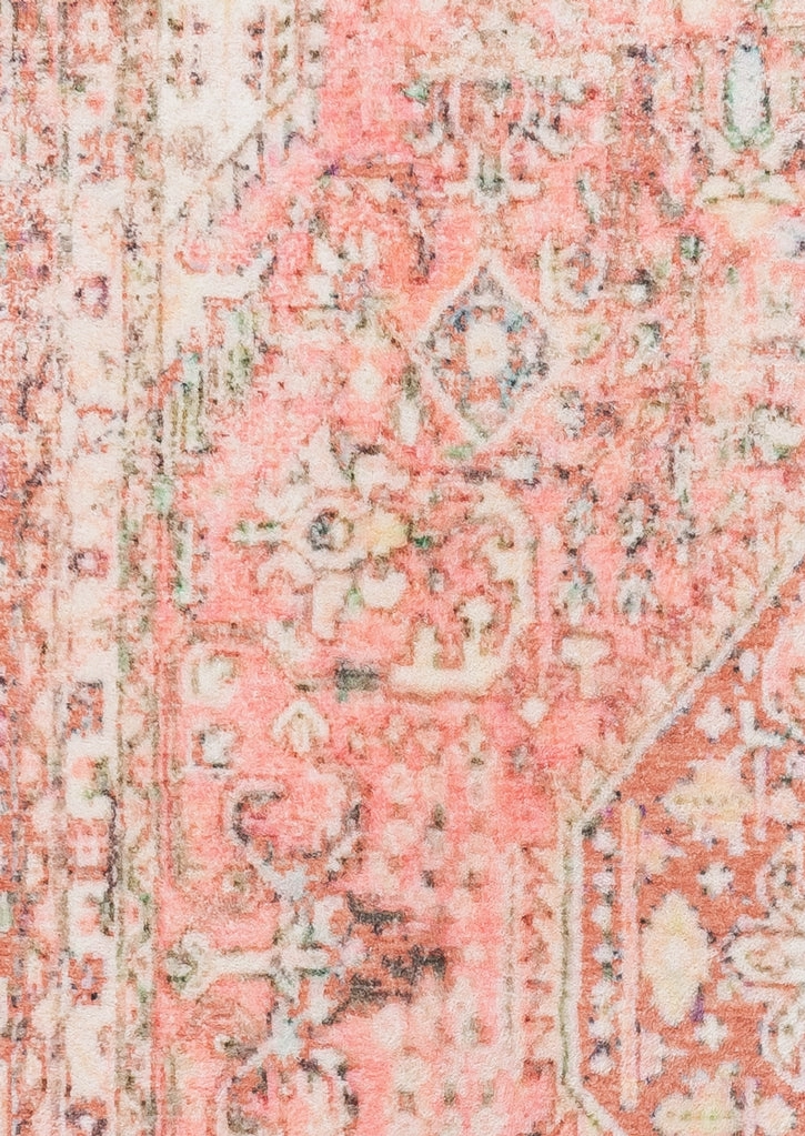 Beatrice Peach Transitional Washable Round Rug