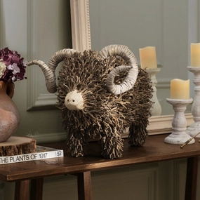 Betty Hand Crafted Ram Wooden Sculpture Brownhome decor ,wall decor 