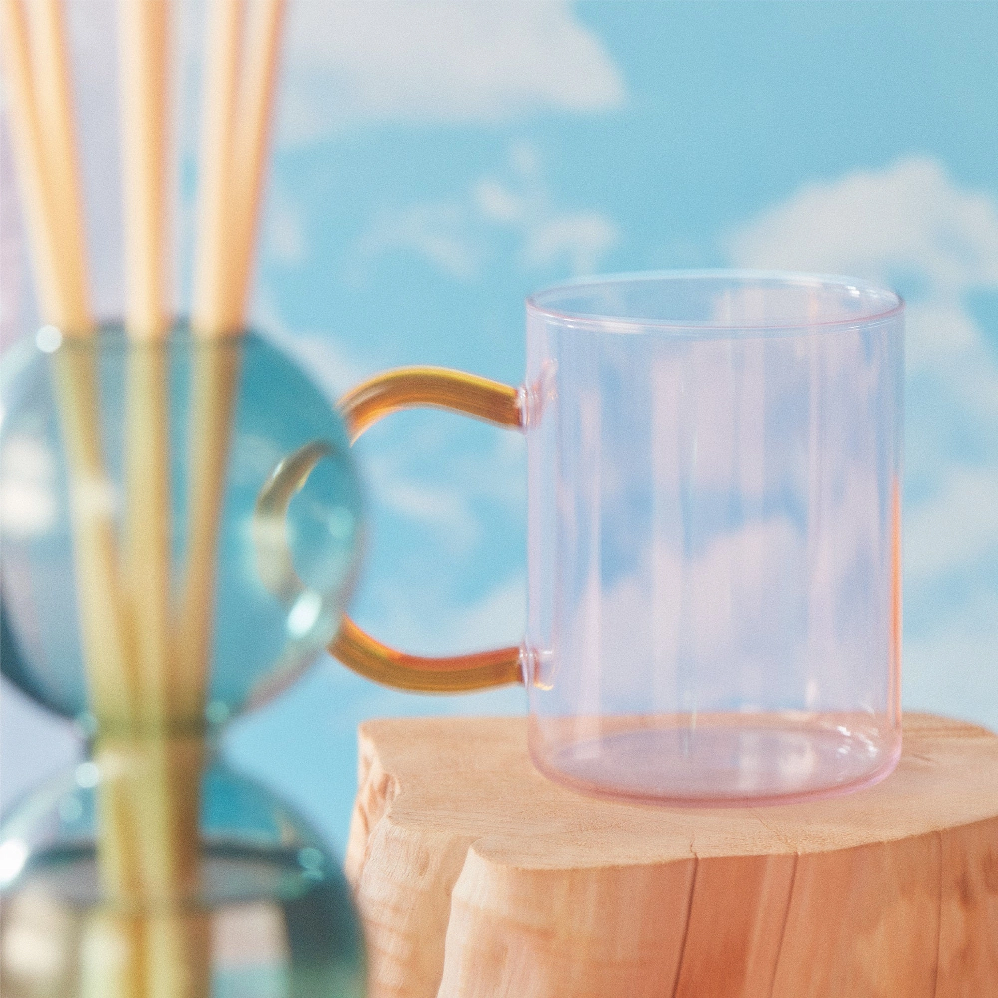 Bicolor Glass Mug Pink