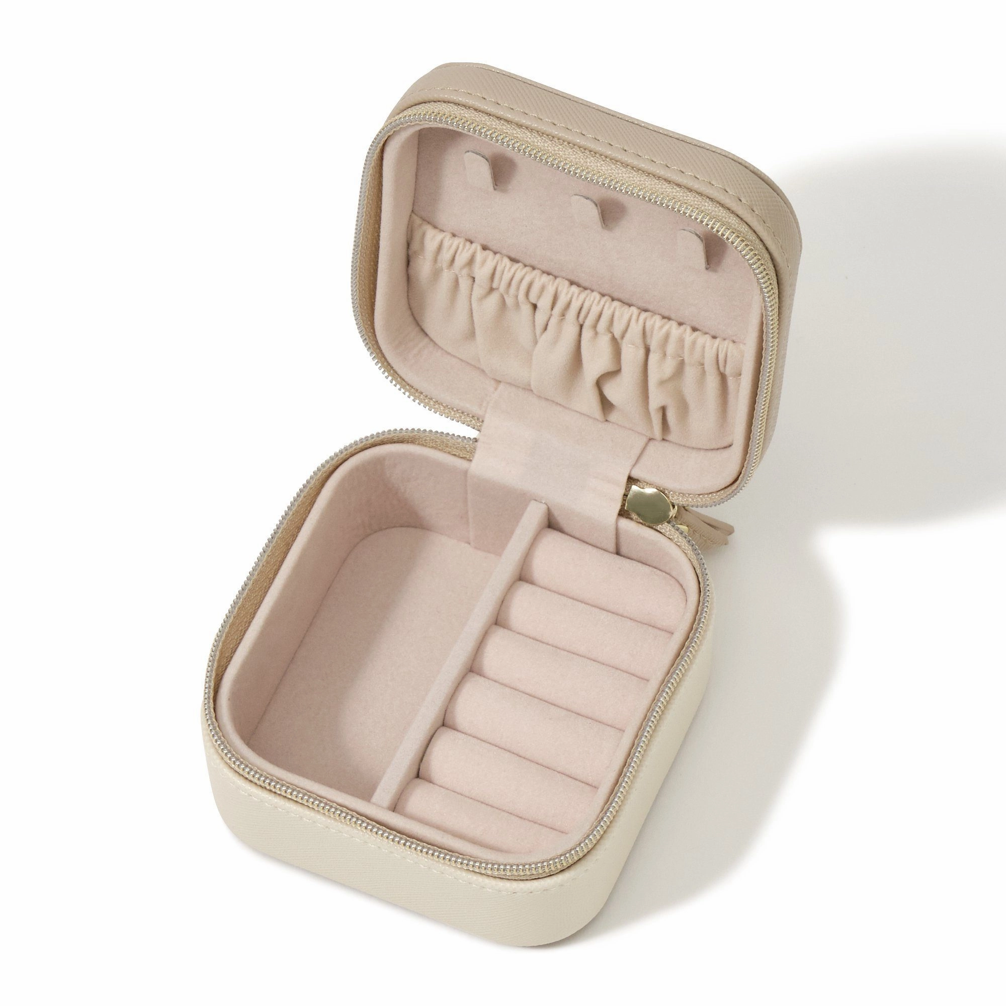 Bicolor Travel Jewelry Box Small Beige
