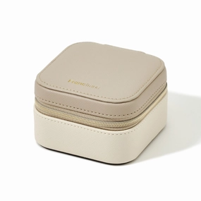 Bicolor Travel Jewelry Box Small Beigedecorative storage box ,stackable storage box 