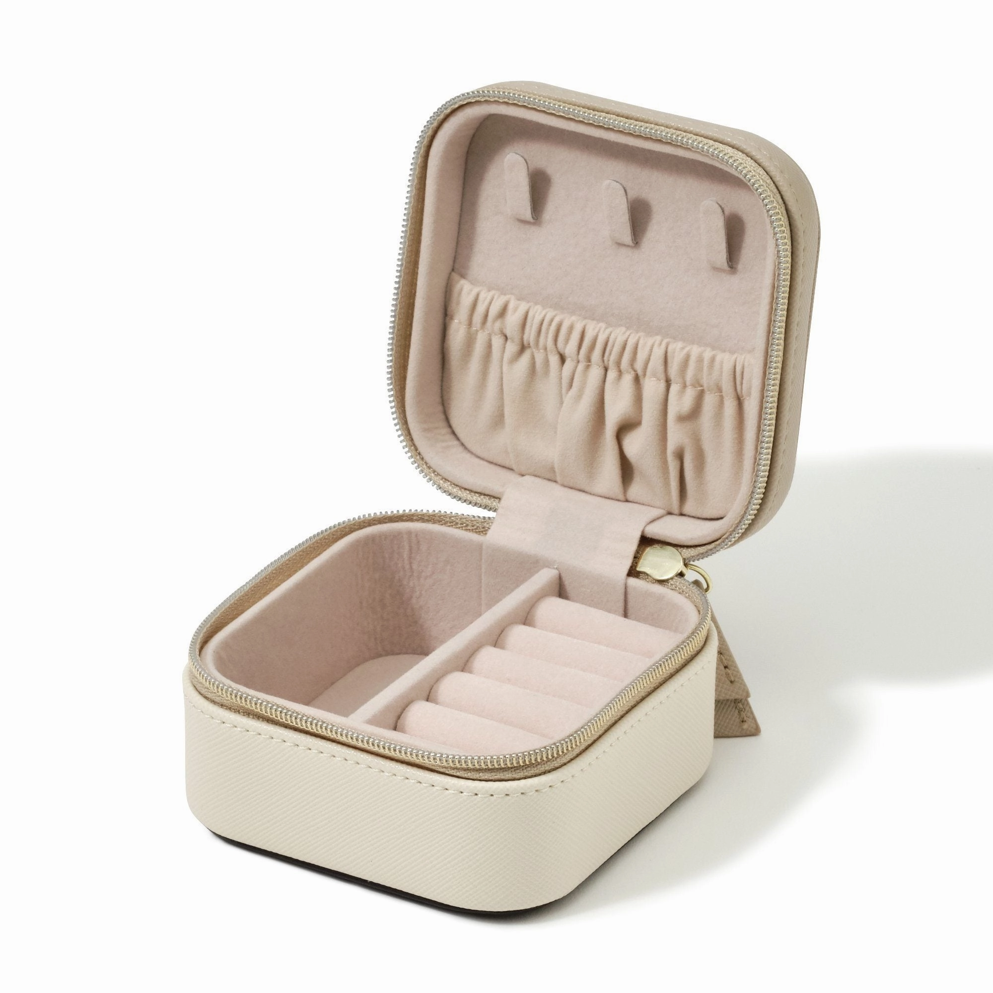 Bicolor Travel Jewelry Box Small Beige