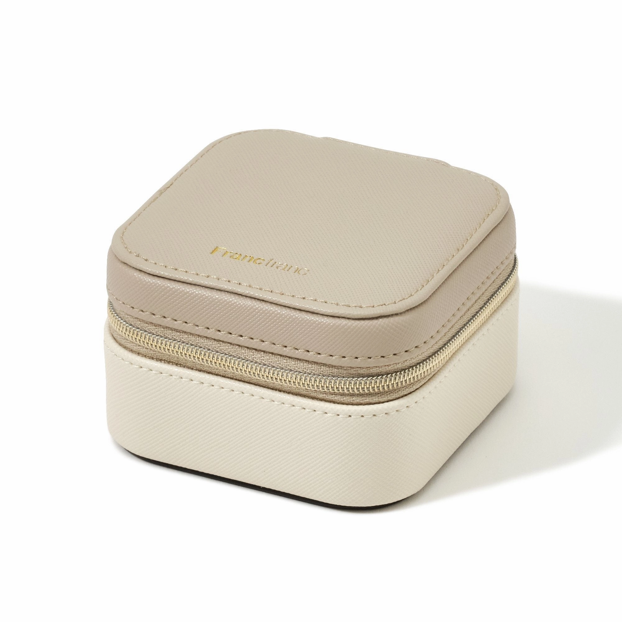 Bicolor Travel Jewelry Box Small Beigedecorative storage box ,stackable storage box 