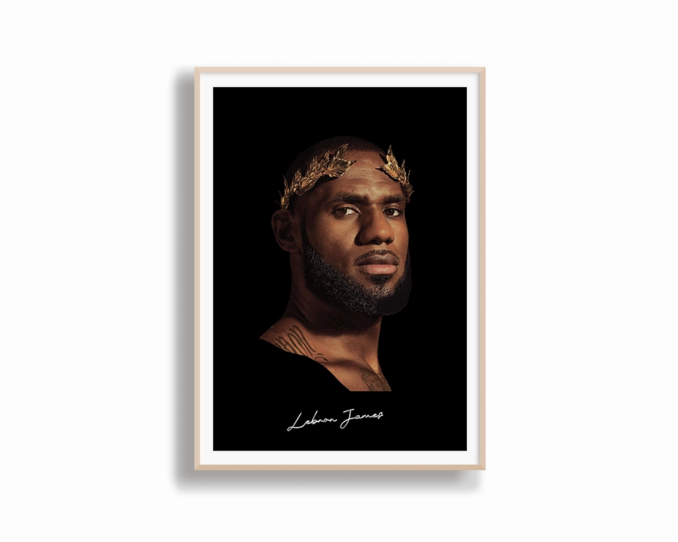 Big Head Lebron Black Portrait