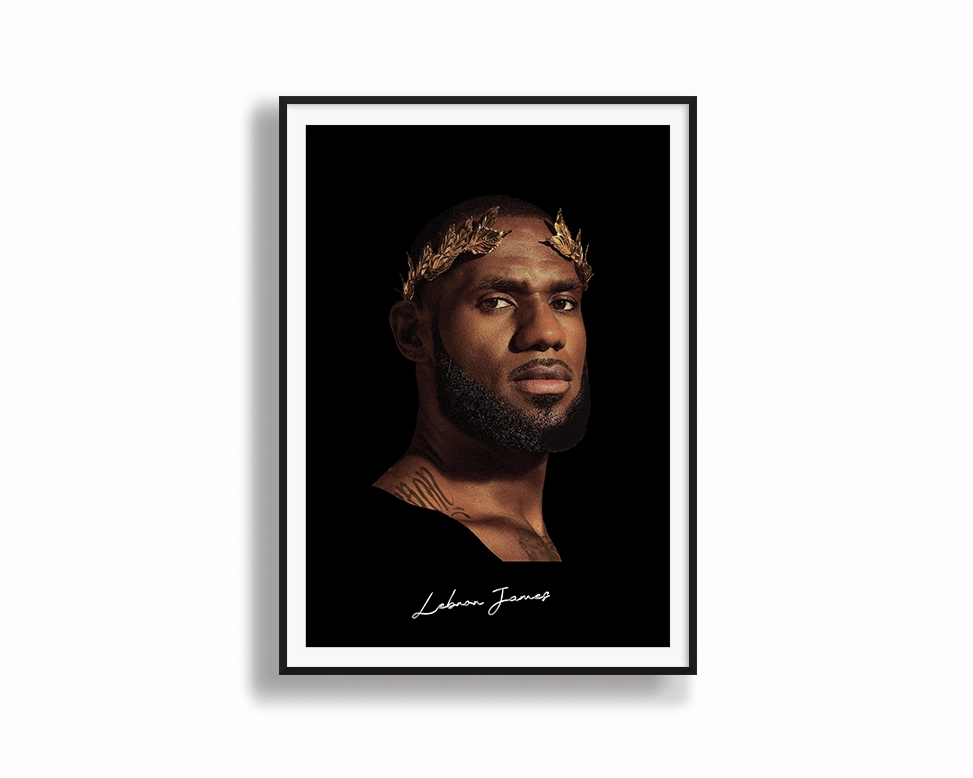 Big Head Lebron Black Portrait