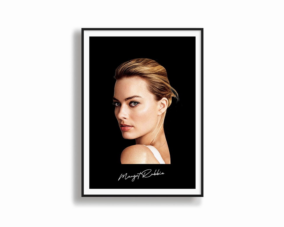 Big Head Margot Robbie Black Portrait