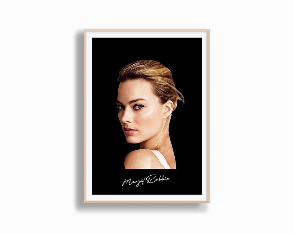 Big Head Margot Robbie Black Portrait