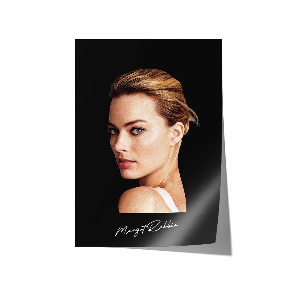 Big Head Margot Robbie Black Portrait