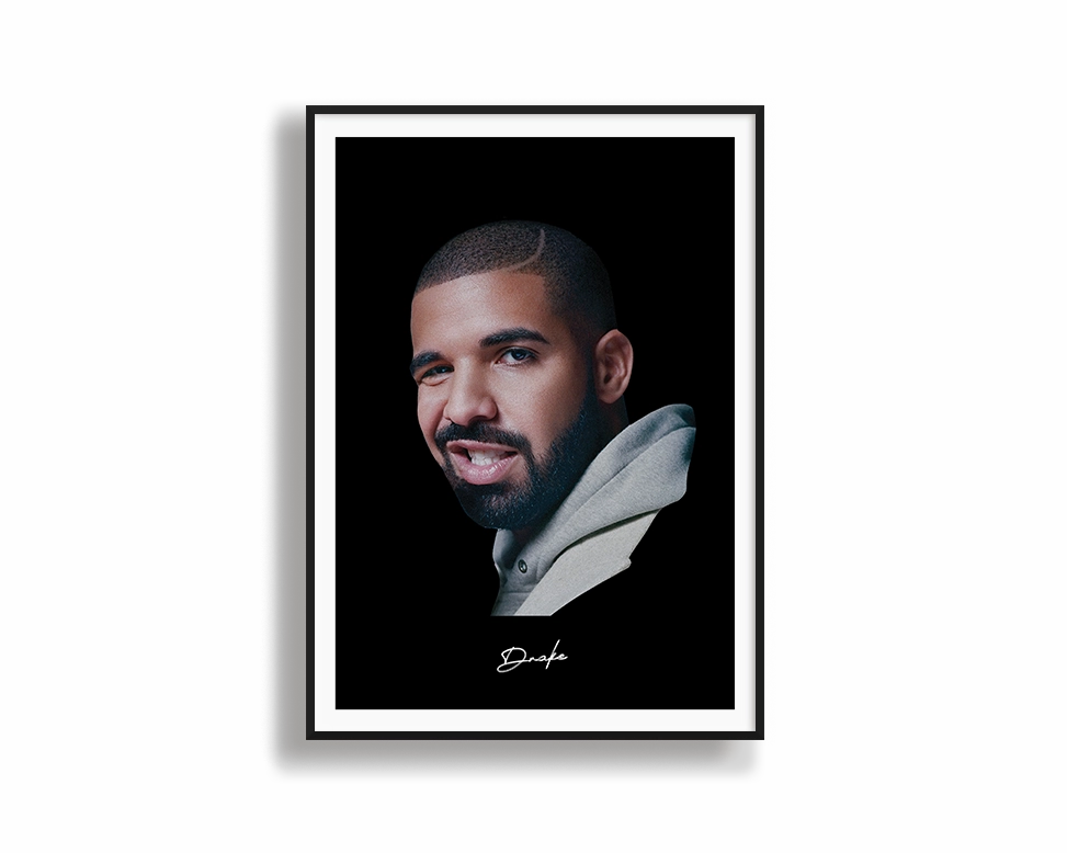 Big Head Retro Drake Black Portrait