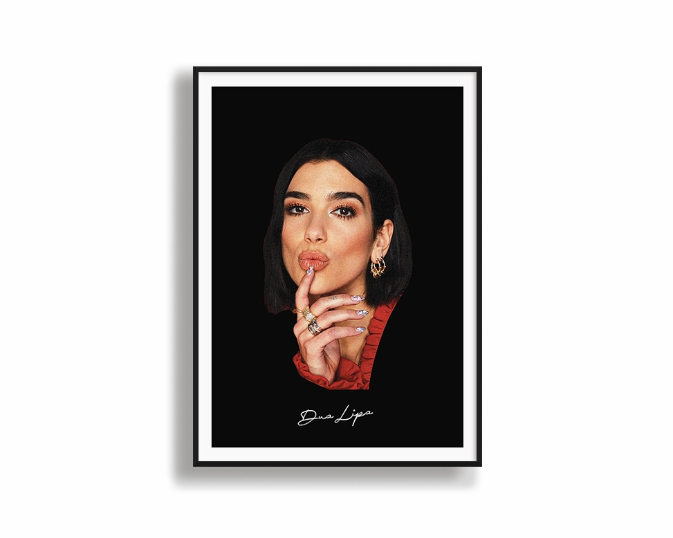 Big Head Retro Dua Lipa Black Portrait
