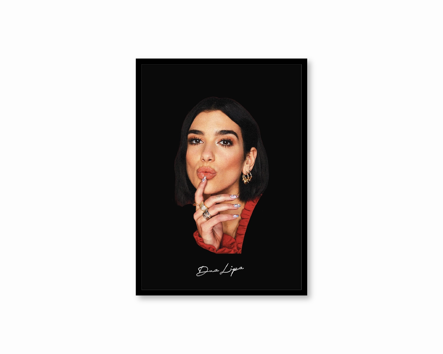 Big Head Retro Dua Lipa Black Portraitnordic style wall decor