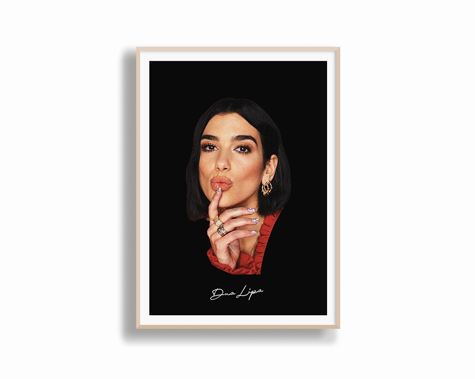 Big Head Retro Dua Lipa Black Portrait