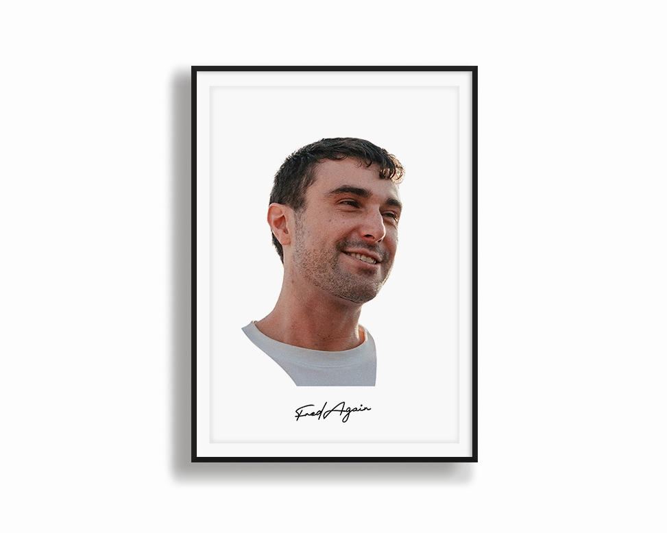 Big Head Retro Fred Again White Portrait