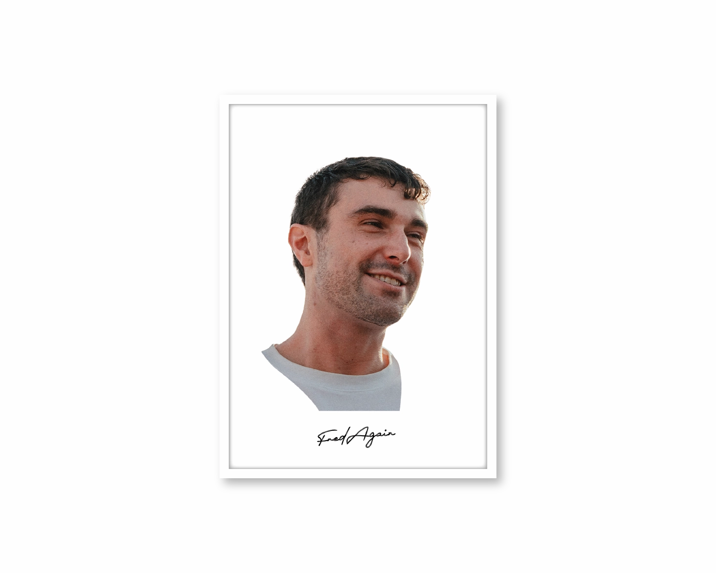 Big Head Retro Fred Again White Portrait