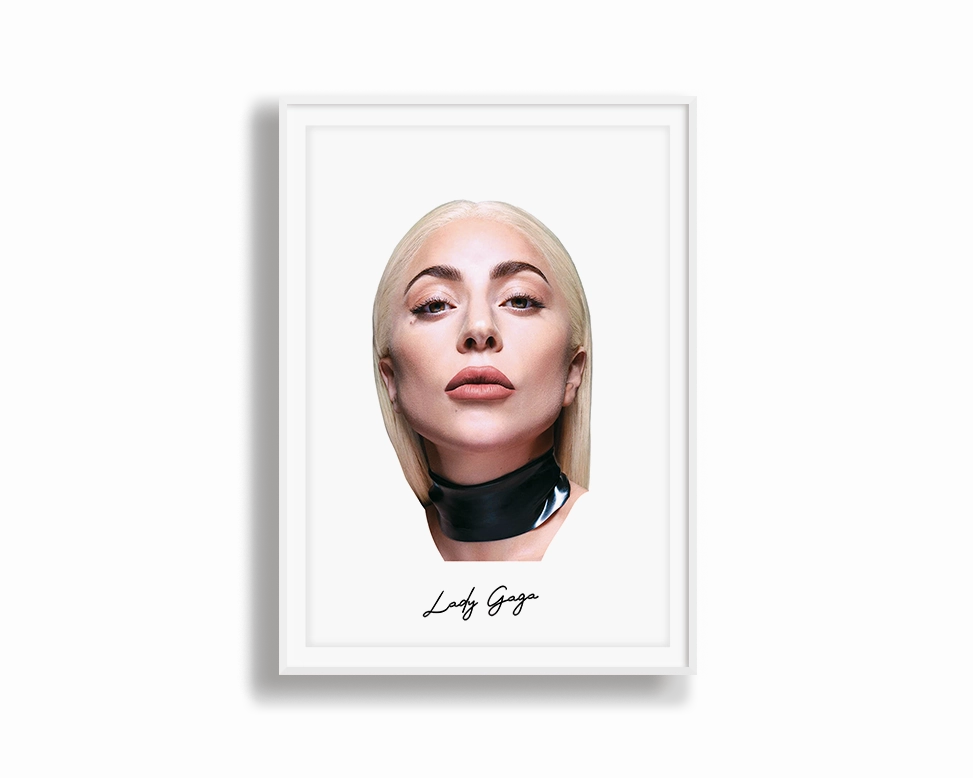 Big Head Retro Lady Gaga White Portrait