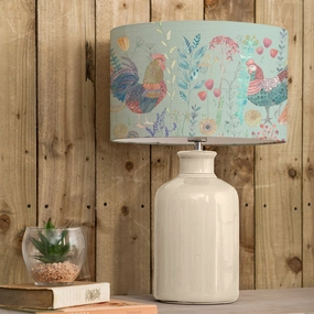 Bilbury Flock Eva & Elspeth Complete Table Lamp Cream/Robins Eggreplacement lampshade,White Linen Drum Lampshade for Table or Floor Lamp