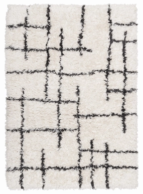 Binx Cream & Black Tribal Shag Rug *NO RETURNS UNLESS FAULTYmodern color block patchwork rug