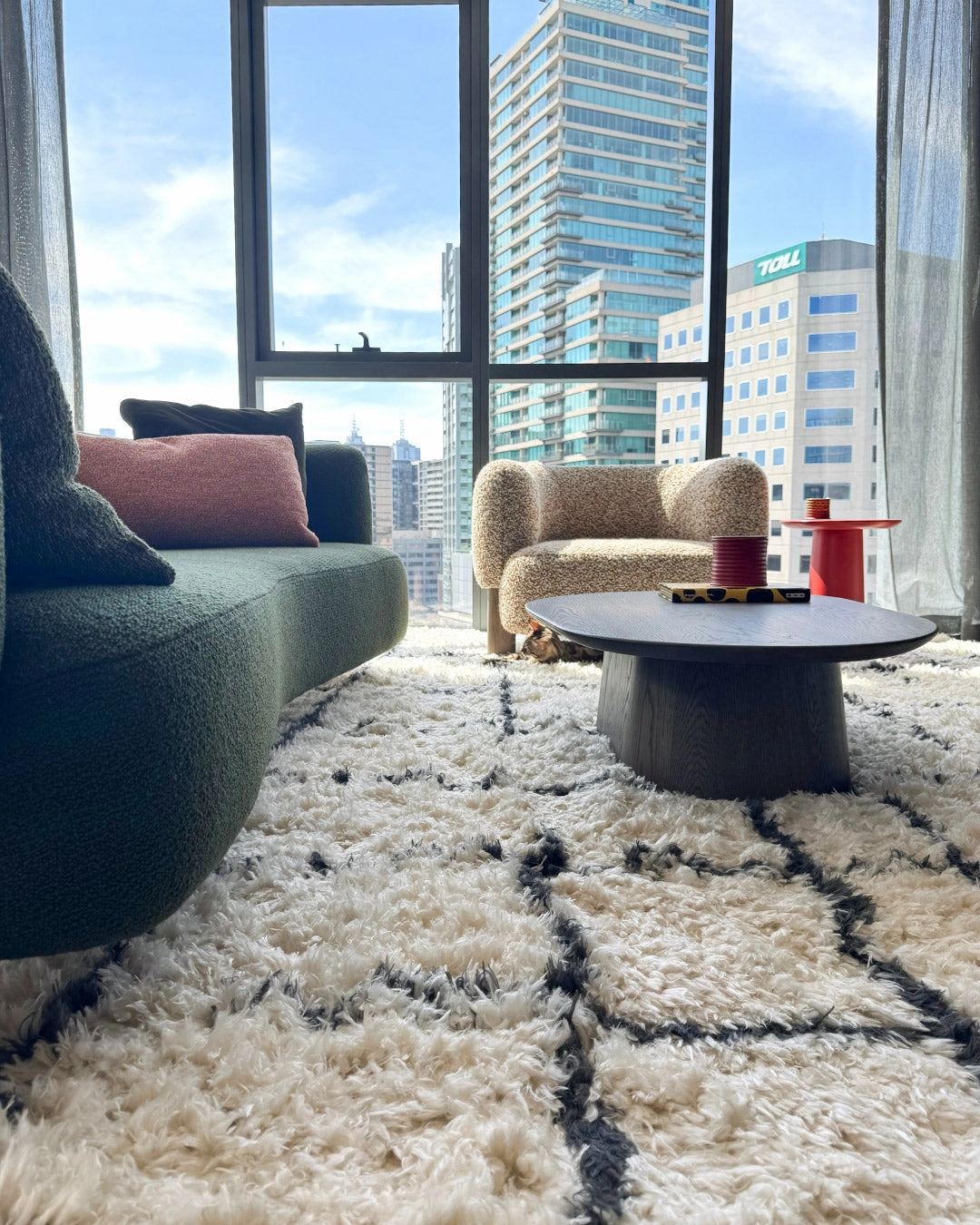 Binx Cream & Black Tribal Shag Rug *NO RETURNS UNLESS FAULTY
