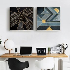 Black and Gold Abstract Wall Art With Framenordic style wall decor