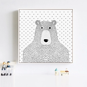 Black and White Bear Wall Art With Framenordic style wall decor