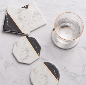 Black and White Marble Pattern Coasters - Set of 4modern kitchen decor ,kitchen dinner set ,dinnerware 
