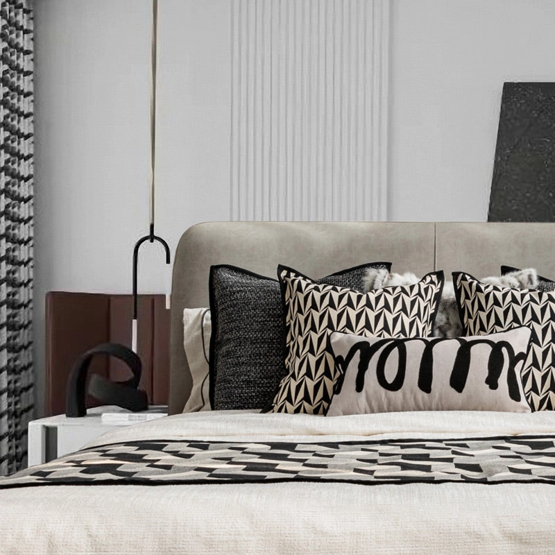 Black And White Pattern Bed Cushion Set